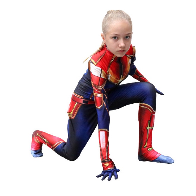Adult Womens Captain Marvel Cosplay Costume Women Bodysuit Jumpsuit